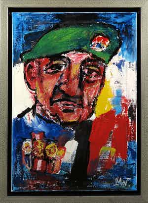 Martin van Wordragen - Gemengde techniek op doek, Oudstrijder - Ingelijst verkocht voor € 250!