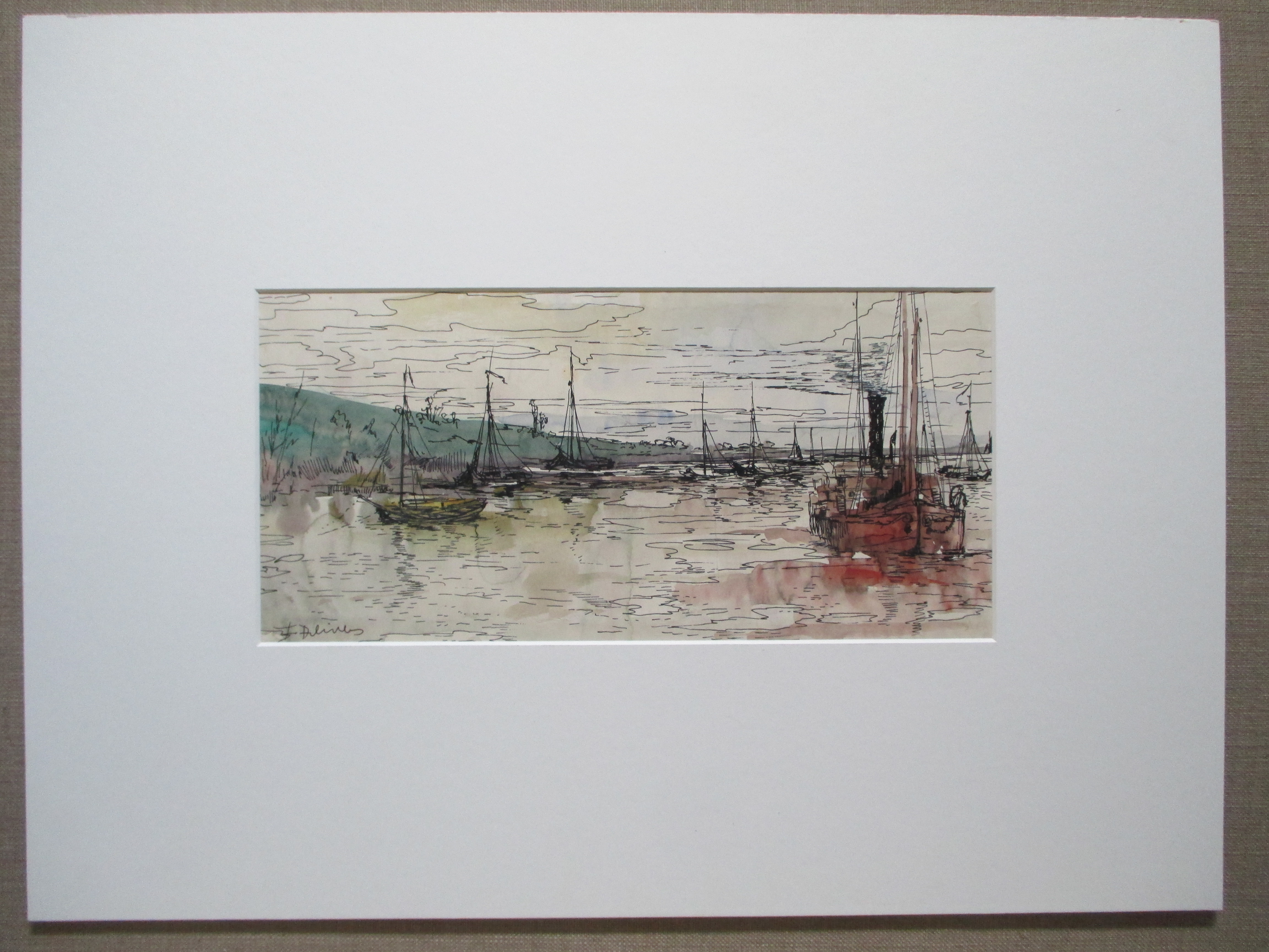 Niet of onleesbaar gesigneerd - Aquarel vissersboten kopen? Bied vanaf 1!