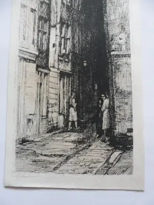 Albert Neuhuys - Langwerpige Ets uit 1935 "Prostituees aan de Schiedamschedijk Rotterdam" gesign. kopen? Bied vanaf 25!