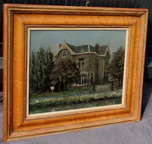 Harm Kamerlingh Onnes - Ingelijste acryl/marouflé: villa aan de waterkant kopen? Bied vanaf 1299!