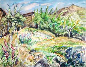 Jan Sluijters (jr.) - Aquarel, Landschap verkocht voor € 90!