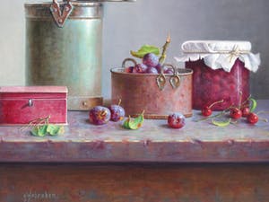 Hans Habraken - Zeer mooi groot stilleven Hans Habraken op paneel. kopen? Bied vanaf 850!