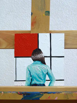 Gerard Boersma - Compositie B (Vrouw kijkend naar schilderij van Piet Mondriaan) kopen? Bied vanaf 75!