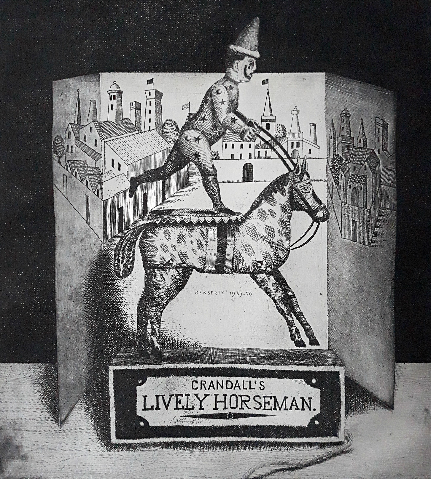 Herman Berserik - Crandall’s Lively Horseman, ets verkocht voor € 125!