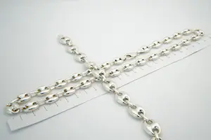 92 - Complementaire 1e geh. zilveren SET collier + armband - koffieboon schakel kopen? Bied vanaf 120!