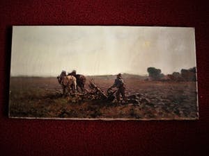 Jan Simon Knikker (jr.) - Licht impressionistisch olieverf "Ploegende boer bij invallende avond" gesigneer kopen? Bied vanaf 10!