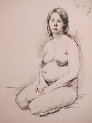 Aat Veldhoen - Zittende naakte vrouw - Rotaprint kopen? Bied vanaf 60!