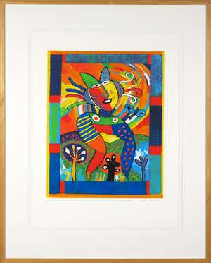 Clemens Briels - Zeefdruk, Puntillita carved out her name (...) - Ingelijst (Groot) verkocht voor € 100!