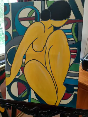 Patricia Kleyman - Acryl op doek. Titel, "Nu au vase rouge sur fond de cubisme " kopen? Bied vanaf 160!