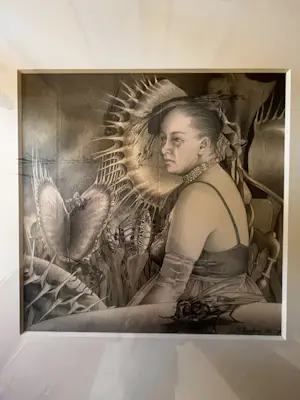 Annemarie Busschers - Unieke potloodtekening, vrouw met insecten, handgesigneerd kopen? Bied vanaf 150!