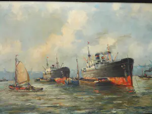 Jan Schipper - Olieverfschilderij - Havengezicht kopen? Bied vanaf 125!