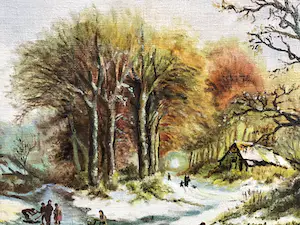 Niet of onleesbaar gesigneerd - Replica Winterlandschap H.C. Koekoek kopen? Bied vanaf 1!