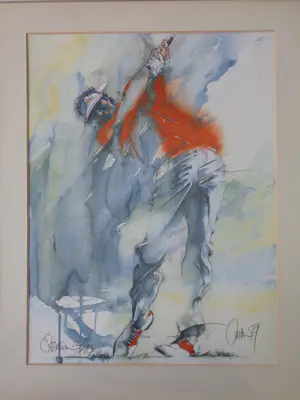 Ortho Owen - GOLFSPELER / EXTENSION / KLEUROFFSET / 72x57cm / KADER / SIG / 1989 kopen? Bied vanaf 30!