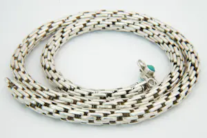 76 - Z1 zilveren collier met in de sluiting een turkoois cabuchon steentje kopen? Bied vanaf 110!