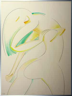 Dick Fluitsma - Gemengde techniek, Zonder titel - Ingelijst verkocht voor € 1!