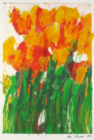 Ellen Meuwese - Monotype, Tulpen - Ingelijst kopen? Bied vanaf 20!
