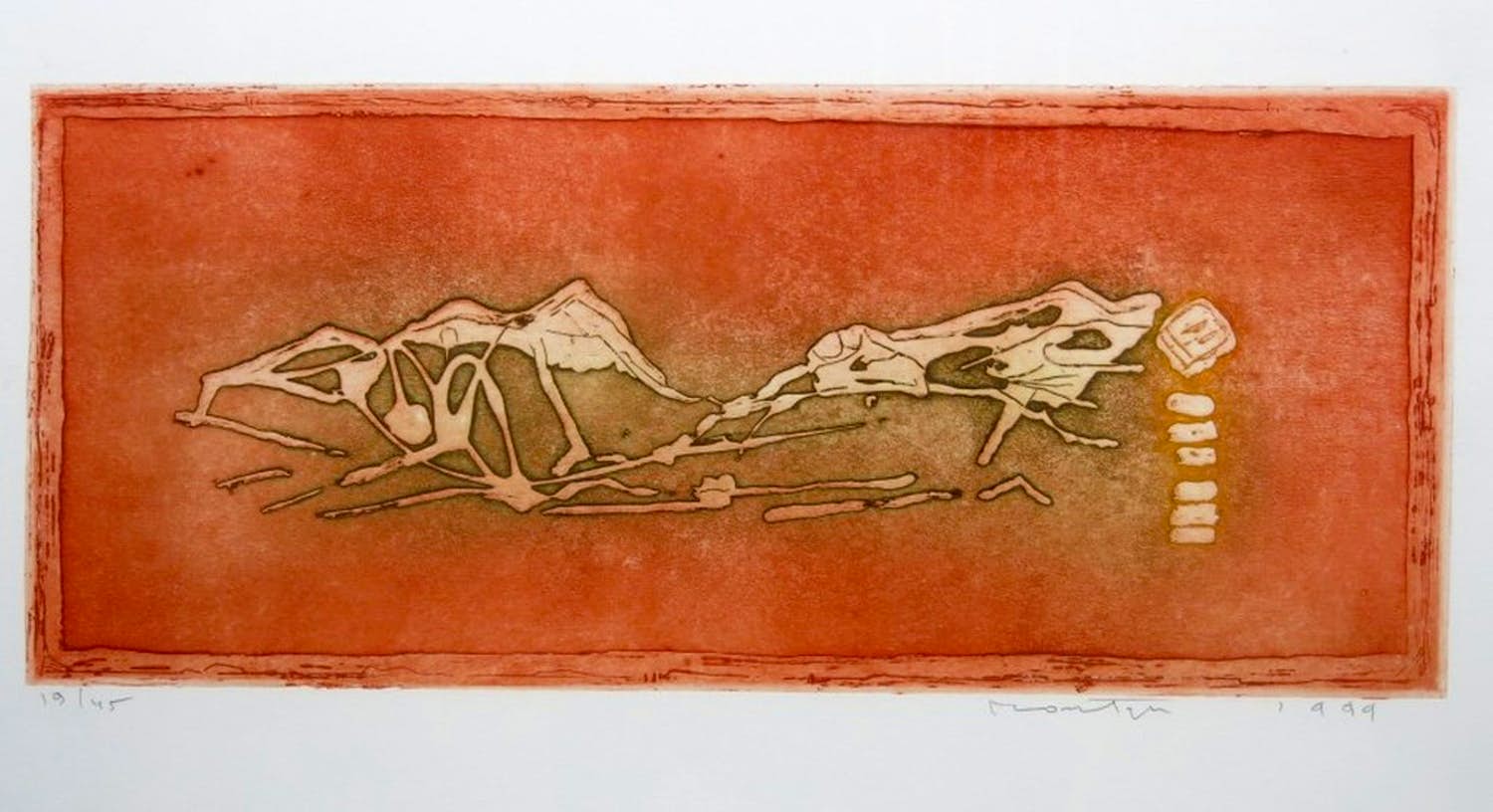 Jan Montyn - Ets, Zonder titel - Ingelijst verkocht voor € 75!