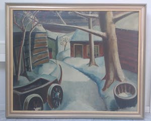Hubert Bekman - Winterlandschap boerderij Limburg - olieverf ca. 1935 kopen? Bied vanaf 650!