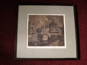 Niet of onleesbaar gesigneerd - Mooie gesigneerde vooroorlogse Ets van Leeuwarden Friesland kopen? Bied vanaf 1!