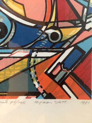 Bob Kemper - Abstracte compositie - Zeefdruk, Ingelijst kopen? Bied vanaf 40!