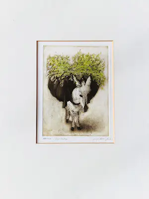 Willy Belinfante - Fraaie Epreuve d'Artiste kleuren ets "het ezeltje" - potloodgesigneerd kopen? Bied vanaf 48!