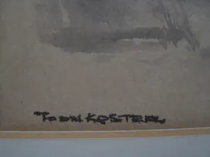 Toon Koster - Sfeervol impressionistisch Aquarel en Sepia "polderlandschap met molen" gesignee kopen? Bied vanaf 43!