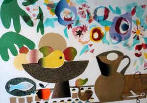 Frans de Jong - grote ingelijste collage - 1984 verkocht voor € 325!