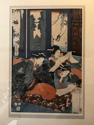 AcheterKunisada Utagawa - Ukiyo-e/Nishiki-e Twee lezende Geisha's grote afbeelding? Enchérissez de 200!