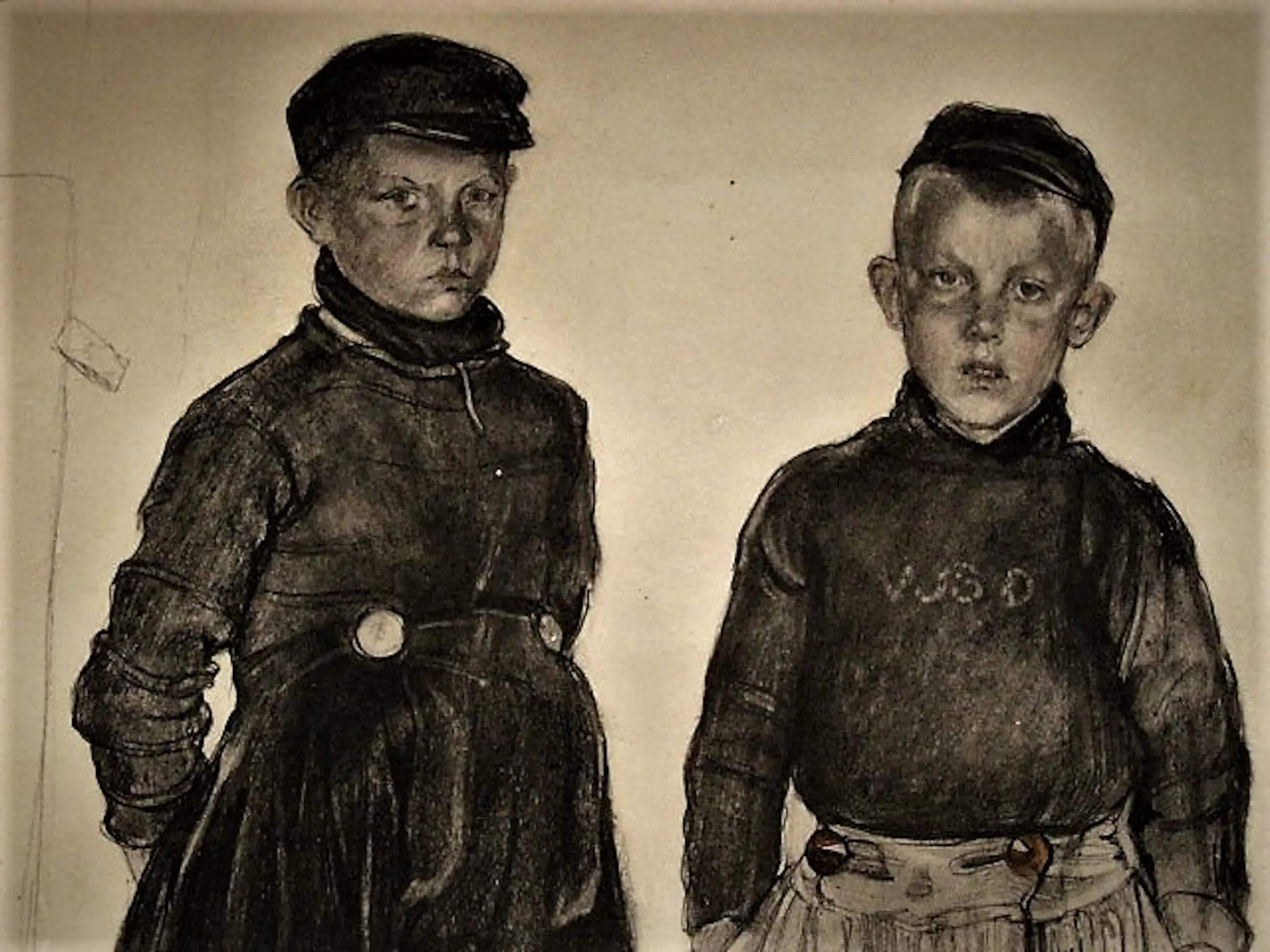 Cees Bolding - Grote -omstreeks 1950 - Ets - Jongetjes in Volendamse ...