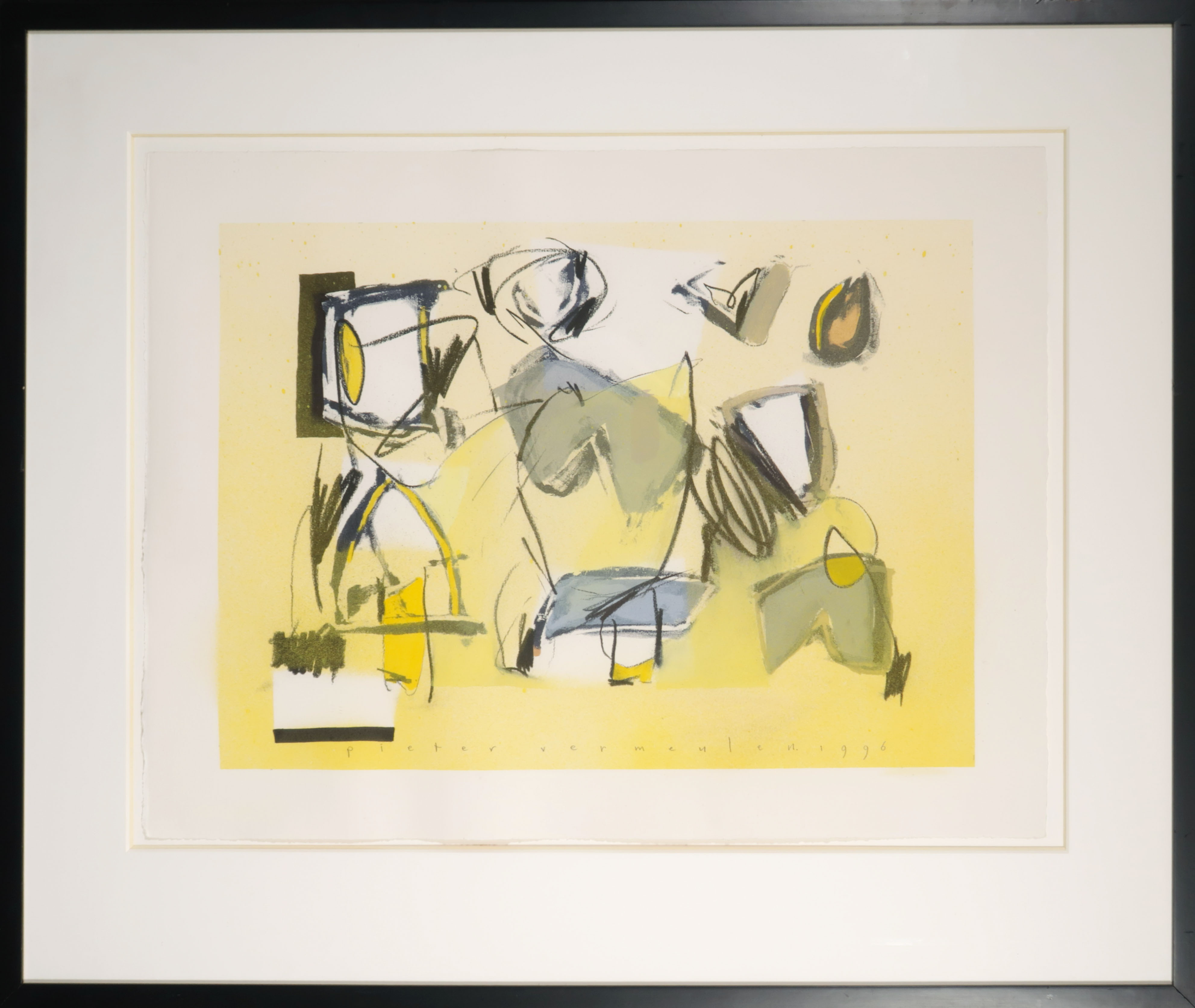 Pieter Vermeulen - gemengde techniek op papier, Zonder titel - Ingelijst kopen? Bied vanaf 1!