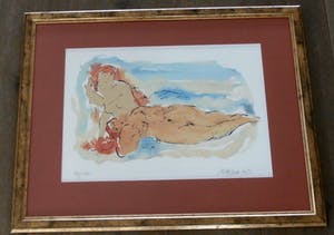 Nic Jonk - ingelijste zeefdruk: vrouwelijk naakt - 15 jaar beeldentuin Nic Jonk kopen? Bied vanaf 75!