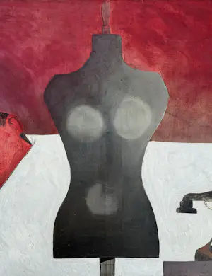 Robert Detheux - Der Schläfer und die Schaufensterpuppe – Großes surrealistisches Gemälde aus dem Jahr 1957 kopen? Bied vanaf 800!