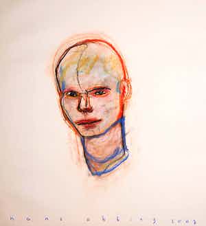 Hans Abbing - Tekening in pastelkrijt, Zonder titel verkocht voor € 1!