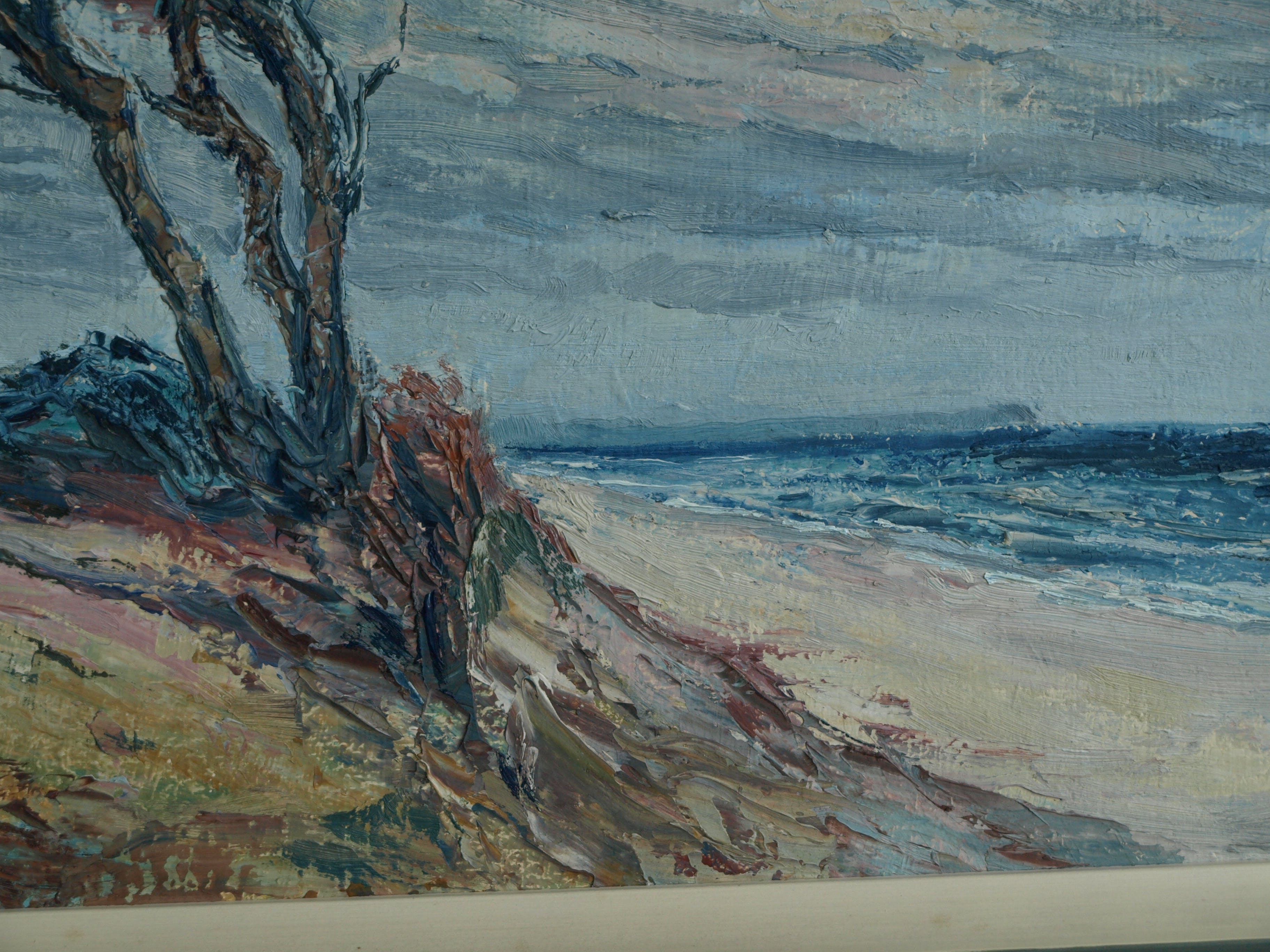 Niet of onleesbaar gesigneerd - Olieverf op paneel , Aan de kust – gesigneerd & ingelijst – 1972 kopen? Bied vanaf 1!