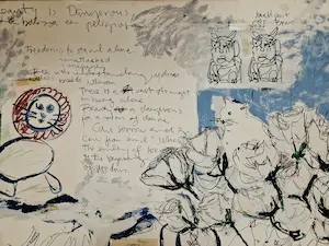 Raimundo Figueroa - Grote bewerkte Lithografie en Collage - oplage 75 - gesigneerd kopen? Bied vanaf 70!