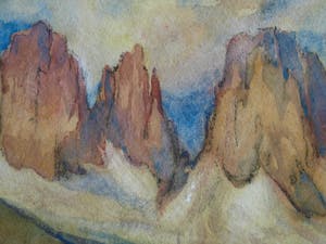 Klaas Pijlman - Aquarel , Sassolungo , Dolomieten , Italië – 1968 kopen? Bied vanaf 40!