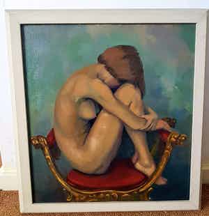 Maarten van der Meer - Naakt op Rode fluwelen stoel verkocht voor € 125!