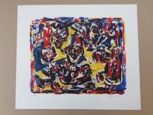 Theo Wolvecamp - LYRISCHE ABSTRACTIE / KLEURZEEFDRUK / 63x73cm / SIG / 1990 kopen? Bied vanaf 75!
