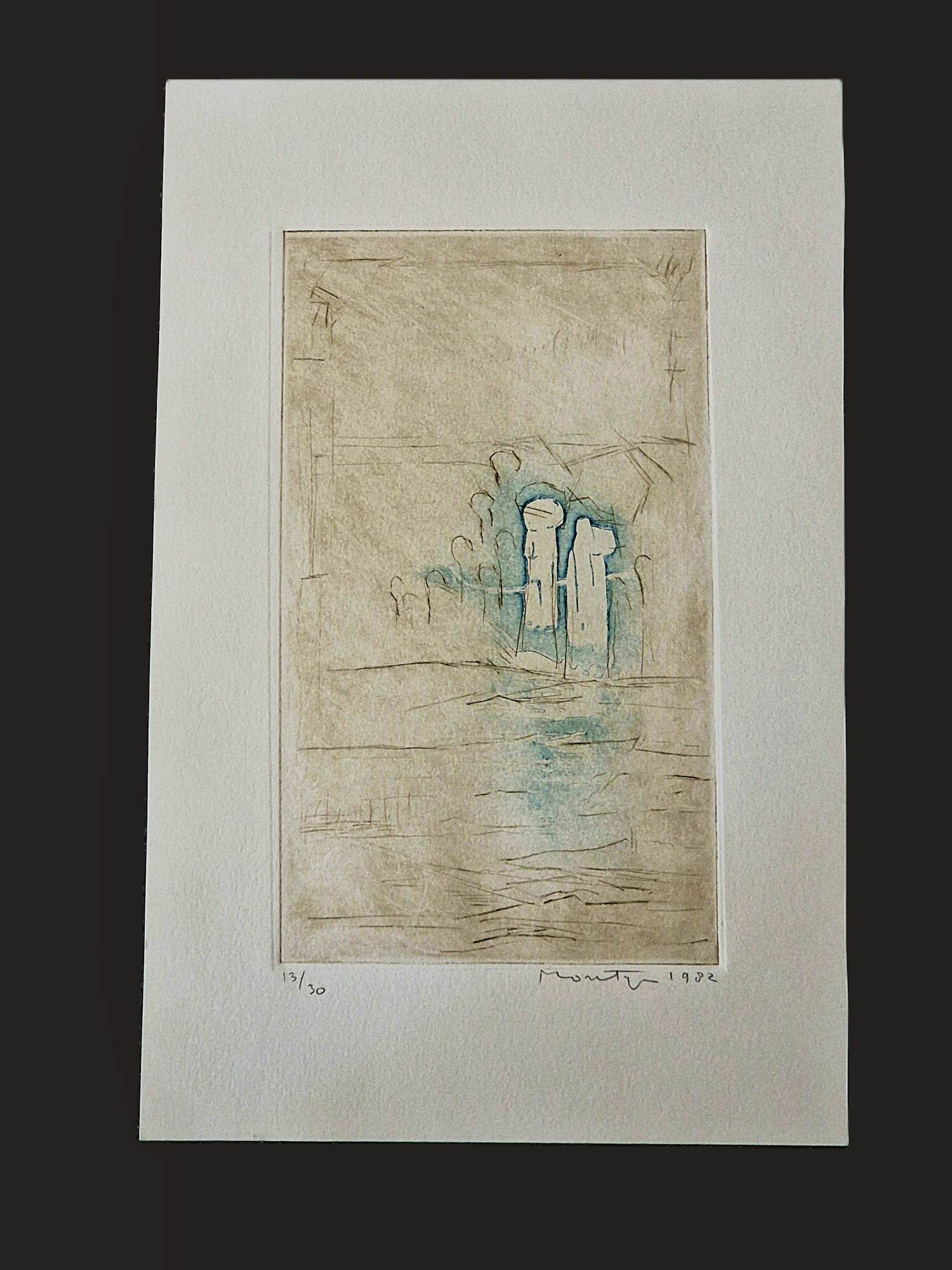 Jan Montyn - in 1982 gemaakte Ets & Aquatint - landschap met figuren - kleine oplage (30) kopen? Bied vanaf 63!