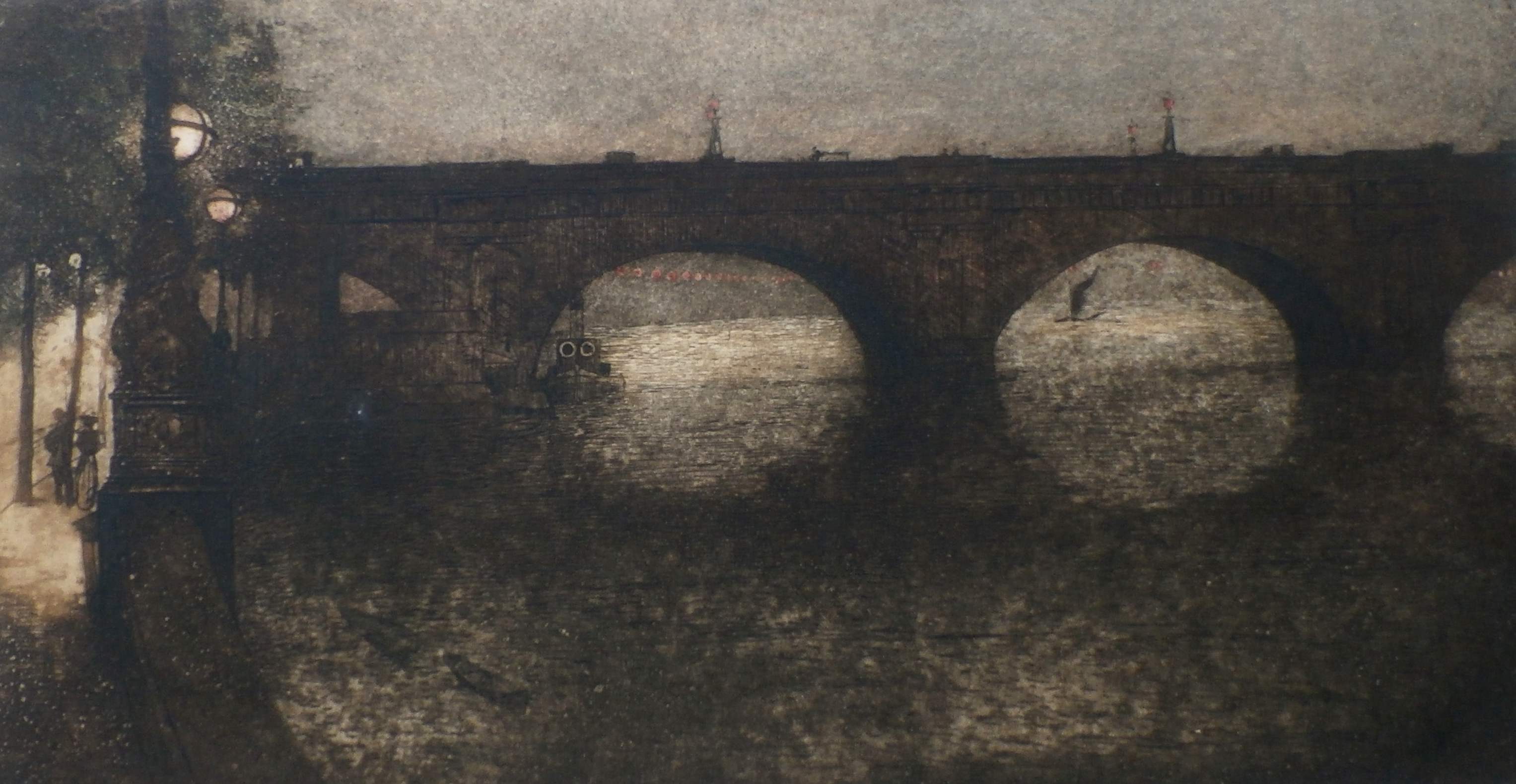 Jan Poortenaar - Ets: Avond aan de Theems, Londen kopen? Bied vanaf 40!