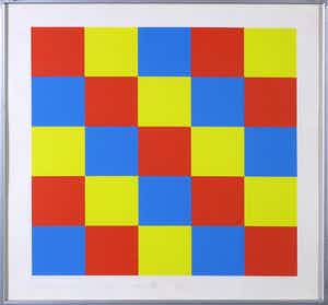 Geerhard Kuipers - Zeefdruk, 1 t/m 81 vierkanten VII - Ingelijst verkocht voor € 20!