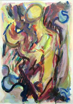 Wim Drion - acrylverf op papier (1987) - mooi ingelijst verkocht voor € 75!