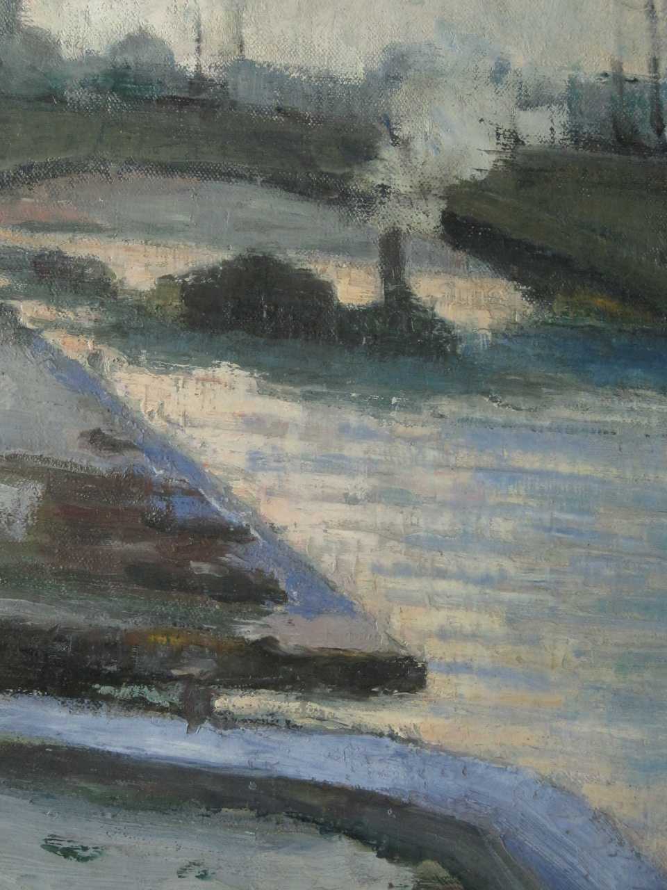 Lucienne Capdevielle - omstreeks 1920 geschilderd olieverf "Parijs - vroege ochtend aan de Seine"  kopen? Bied vanaf 1!