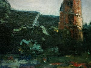 Henri van Lerven - Bekoorlijk 1920 impressionistisch olieverf "Kerk op de Veluwe" gesigneerd kopen? Bied vanaf 1!