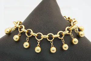 8 - Elegante 22 karaats geel-gouden Jasseron armband met 16 balletjes kopen? Bied vanaf 730!