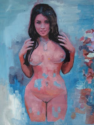 Peter Klashorst - Acrylverf op doek , “Naakt” – GROOT - 2017 – 122 x 94 cm kopen? Bied vanaf 350!