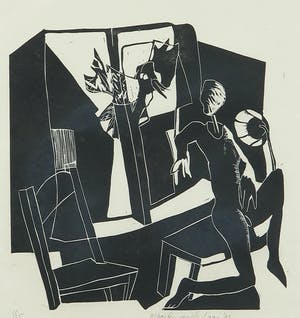 Maarten van der Laag - Houtdru, Zonder titel - Ingelijst kopen? Bied vanaf 1!