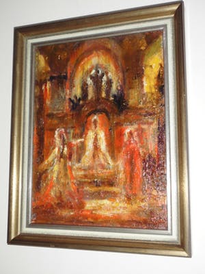 Peter Brouwer - Olieverfschilderij - Kerkintrieur kopen? Bied vanaf 95!