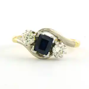 18k goud en platina ring met saffier en briljant geslepen diamanten tot. 0.32ct kopen? Bied vanaf 500!