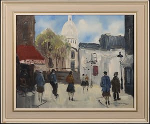 Jan Kelderman - Olieverf op doek, Place du tertre Parijs - Ingelijst kopen? Bied vanaf 70!